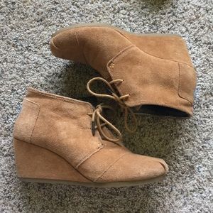 Camel Toms Bootie Wedges